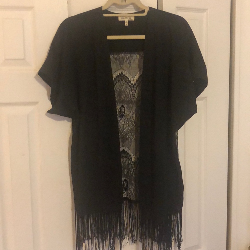 Black Lace Fringe Kimono